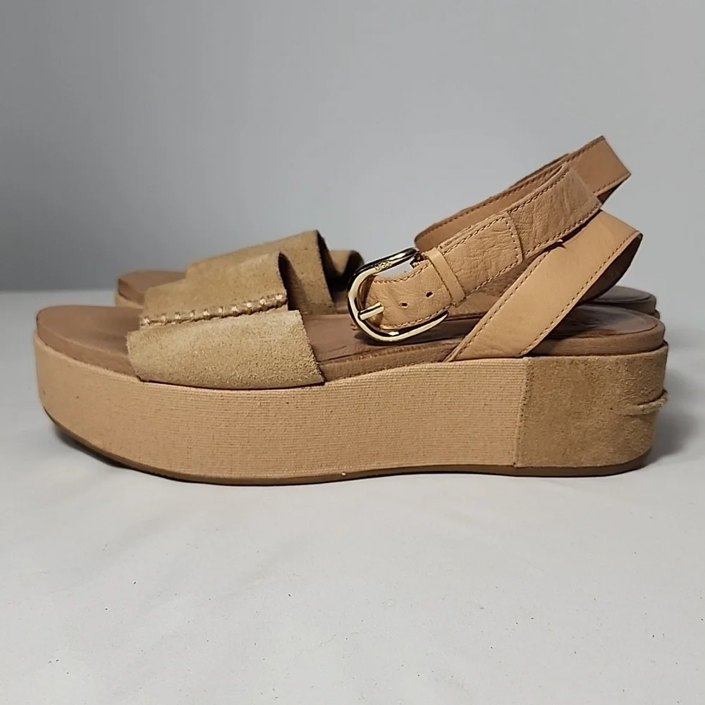 UGG Australia Tan Marchella‎ Open Toe Suede Platform Sandals Size 7.5